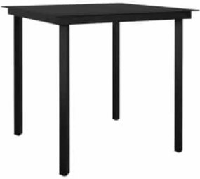 Conjunto de jantar jardim 5 peças almofadas vidro vime PE preto
