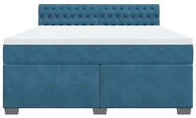 Cama com molas/colchão 180x200 cm veludo azul
