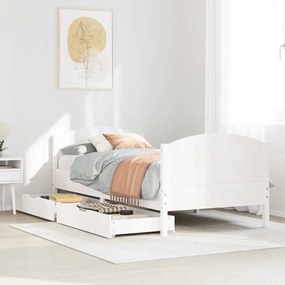 vidaXL Cama sem colchão 100x200 cm madeira de pinho maciça branco