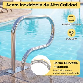 Corrimão de Piscina, 82,5 x 57 cm, Aço Inoxidável, Prateado