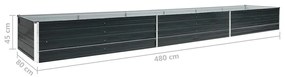Canteiro elevado jardim aço galvanizado 480x80x45 cm antracite
