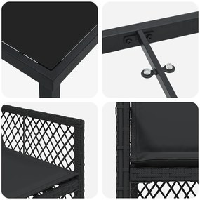 Conjunto de Jantar para Jardim vidaXL 5 Peças com Almofadas Preto Ratt
