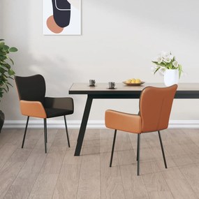 vidaXL Cadeiras jantar 2 pcs tecido/couro artificial cinzento-escuro