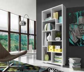 Estante de design de sala de estar, cor Matte White, medidas: 68,5 x 161 x 25 cm de profundidade