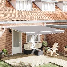 Toldo retrátil manual vidaXL com luz LED cinza claro 400x300 cm