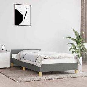 Estrutura de cama sem colchão 90x200 cm tecido cinzento-escuro