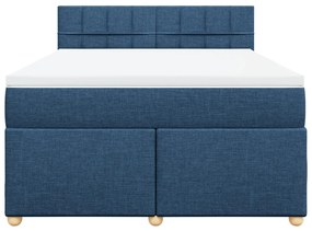 Cama com molas/colchão 140x200 cm tecido azul