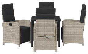 Conjunto de Jantar de Jardim vidaXL 5 Peças com Almofadas Cinza Claro
