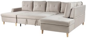 Sofá-cama em veludo creme 4 lugares LERUM Beliani