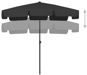 Guarda-sol de praia 200x125 cm preto
