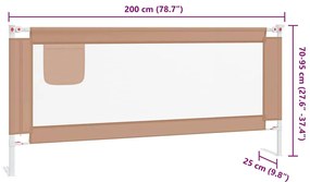 Barra segur. p/ cama infantil tecido 200x25cm cinza-acastanhado