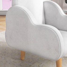 ZONEKIZ Poltrona para Crianças Poltrona Infantil em Forma de Nuvem com Tato Suave para Crianças de 1,5-5 Anos Carga Máxima 40 kg 46x51x55 cm Branco