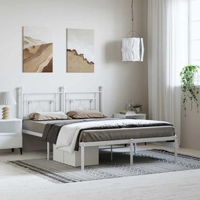 Estrutura de cama com cabeceira 150x200 cm metal branco