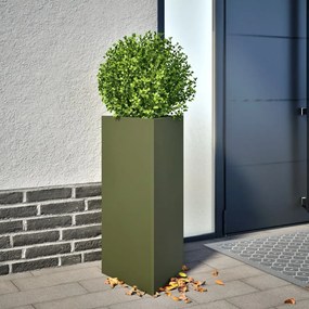 Vaso/floreira jardim triangular 40x34,5x70cm aço verde-azeitona