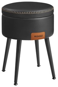 Coleção VASAGLE EKHO, pufe com armazenamento, cadeira de penteadeira, assento redondo com armazenamento, capacidade para 140 kg, preto, LOM005B01