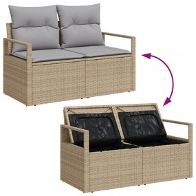 Conjunto de Sofá de Jardim vidaXL 8 peças com Almofadas Bege Rattan Po