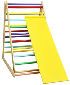 Escada Triangular Dobrável em Madeira Infantil para Escalada Promoção de Competências Motoras Colorido 120 x 71 x 110 cm