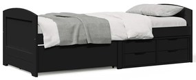 Sofá-cama com 5 gavetas sem colchão 90x200 cm IRUN preto