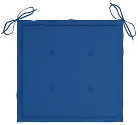 3 pcs conj. jantar dobrável exterior c/ almofadão teca maciça