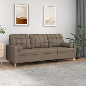vidaXL Sofá 3 lugares c/ almofadões 180 cm tecido cinza-acastanhado