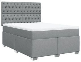 Cama com molas/colchão 160x200 cm tecido cinzento-claro
