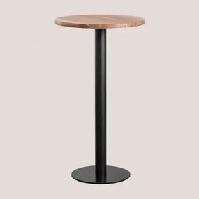 Mesa Alta De Bar Redonda Em Madeira De Acácia Macchiato Ø60 Cm & Preto - Sklum