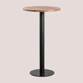 Mesa Alta De Bar Redonda Ø60 Cm Em Madeira De Acácia Xiren Madeira De Acácia - Preto - Sklum