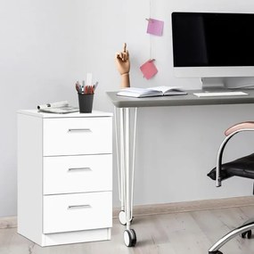 Mesa de cabeceira em madeira maciça com 3 gavetas de arrumação, estilo simples e elegante para sala ou quarto, 38 x 66 x 35 cm, branca