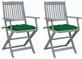 vidaXL Cadeiras exterior dobráveis c/ almofadões 2 pcs acácia maciça