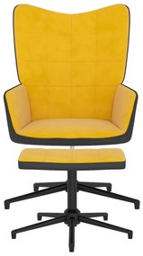 Cadeira de descanso com banco PVC e veludo amarelo mostarda