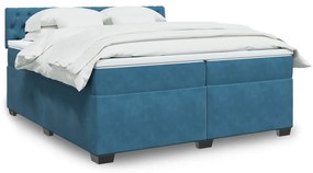 vidaXL Cama com molas/colchão 200x200 cm veludo azul