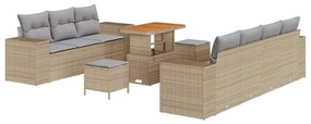 Conjunto de Sofás de Jardim vidaXL 10 Peças com Almofadas Bege Rattan