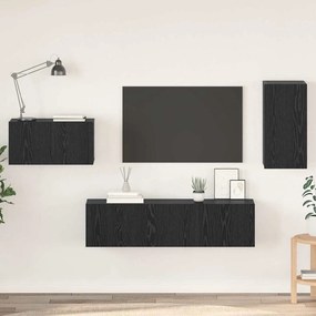 vidaXL Conjunto de móvel de TV 4 pcs Carvalho Preto 30.5 x 30 x 60 cm