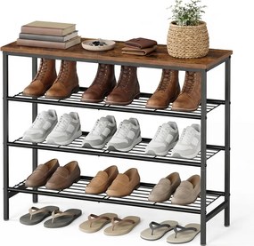 Banco sapateira para sapatos, arrumação para sapatos, 30 x 75 x 69 cm castanho-preto