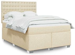 vidaXL Cama com molas/colchão 140x200 cm tecido cor creme