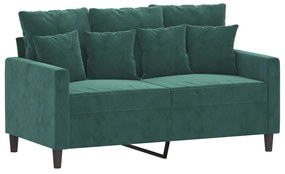 3 pcs conjunto de sofás com almofadões veludo verde-escuro