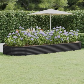 vidaXL Canteiro elevado jardim 373x140x36 aço revestido a pó antracite