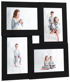 vidaXL Moldura para 4x(10x15 cm) fotografias MDF preto