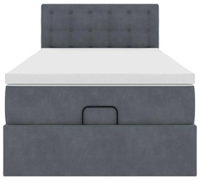 Estrutura cama otomana colchão 80x200 cm veludo cinzento escuro