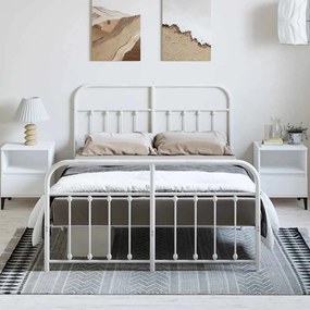 Estrutura de cama com cabeceira e pés 150x200 cm metal branco