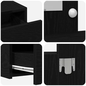 Mesa de Toucador Suspensa com Luzes LED em Carvalho Preto