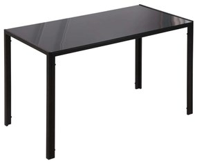 HOMCOM Mesa Sala de Jantar de Cristal Mesa Retangular para 4-6 pessoas com Pés de Metal Multifuncional 120x60x75 cm Preto