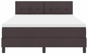 Cama Box Spring com Colchão e LED Castanho Escuro 140x190 cm Tecido