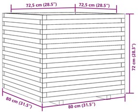 Vaso/floreira de jardim 80x80x72 cm pinho maciço branco