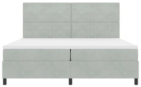 Cama Box com Colchão e Luz LED Cinza Claro 200x200 cm Veludo