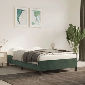 Estrutura de cama sem colchão 120x200 cm veludo verde-escuro