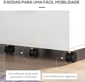 Arquivador para Escritório com 2 Compartimentos com Rodas Arquivador Móvel para Arquivos A4 ou Documentos 39,5x39x58,5 cm Branco