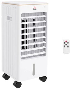 HOMCOM Climatizador Refrigerador de Ar Portátil 3 em 1 Humidificador Ventoinha com 3 Velocidades Temporizador 22,5x24,5x53,5 cm Branco