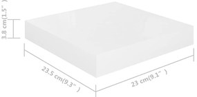 Prateleiras de parede suspensas 4 pcs 23x23,5x3,8cm MDF branco