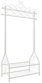 Suporte p/ roupa vintage c/ 2 prateleiras, 92 x 41 x 173 cm, creme